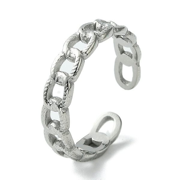 

PandaHall 304 Stainless Steel Open Cuff Ring, Hollow Curb Chains Shape, Stainless Steel Color, US Size 8 3/4(18.7mm) 304 Stainless Steel