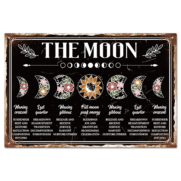 

PandaHall Vintage Metal Tin Sign, Iron Wall Decor for Bars, Restaurants, Cafe Pubs, Rectangle, Moon, 300x200x0.5mm Iron Moon