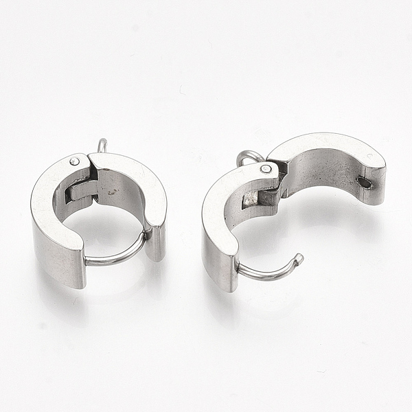 

PandaHall 201 Stainless Steel Hoop Earring Findings, with Vertical Loop and 304 Stainless Steel Pins, Stainless Steel Color, 16~17x13~14x6mm...