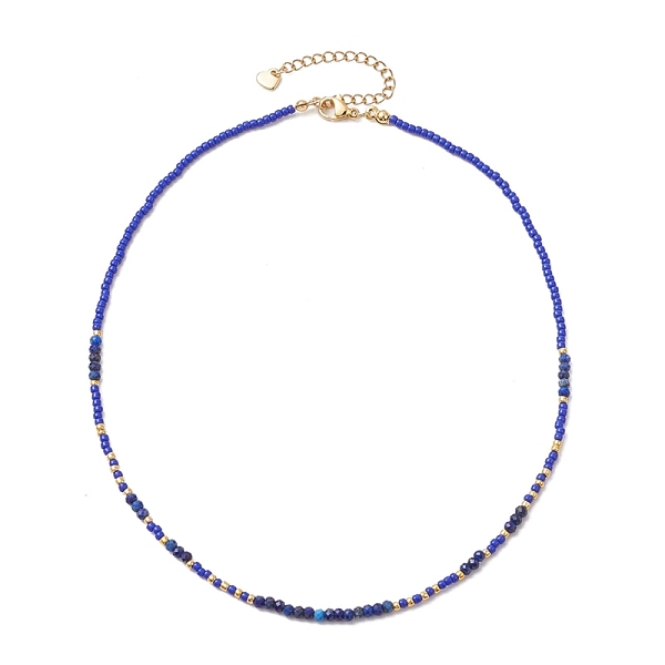 

PandaHall Bohemian Style Natural Lapis Lazuli Beaded Necklaces, with Glass for Women, 14.76~14.96 inch(37.5~38cm) Lapis Lazuli