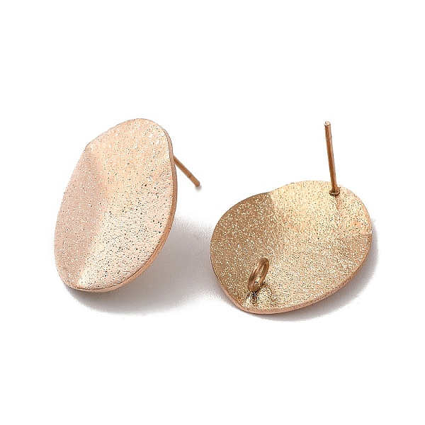 

PandaHall Ion Plating(IP) 304 Stainless Steel Stud Earrings Findings, with Vertical Loop, Textured Oval, Rose Gold, 20x16mm, Hole: 2.5mm...