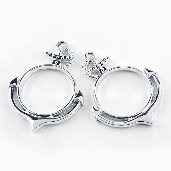

PandaHall Rack Plating Alloy Anchor Open Back Bezel Pendants, For DIY UV Resin, Epoxy Resin, Pressed Flower Jewelry, Hollow, Cadmium Free &...
