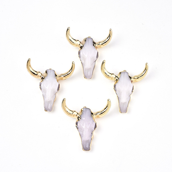 

PandaHall Reisn Pendants, with Golden Tone Brass Findings and Golden Tone Iron Loops, Cattle Skull, WhiteSmoke, 48x46.5x15.5~19.5mm, Hole..., White