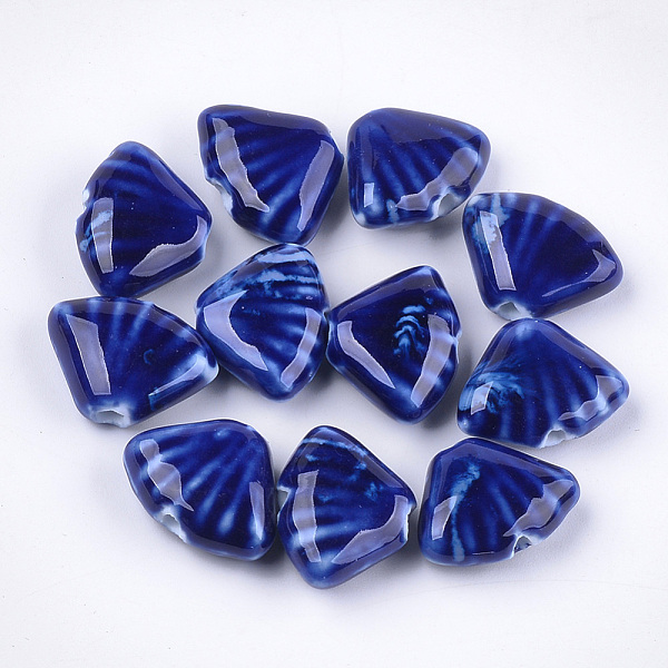 

PandaHall Handmade Porcelain Beads, Fancy Antique Glazed Porcelain, Fan, Blue, 18x22.5~23.5x8.5~9.5mm, Hole: 2.5~3mm Porcelain Fan Blue