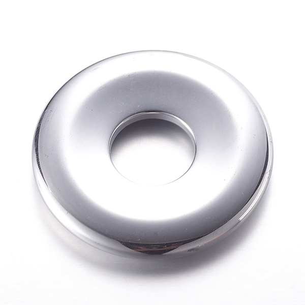 

PandaHall Electroplate Non-magnetic Synthetic Hematite Pendants, Donut/Pi Disc, Platinum Plated, Donut Width: 13.5mm, 41x5.5mm, Hole: 14mm...