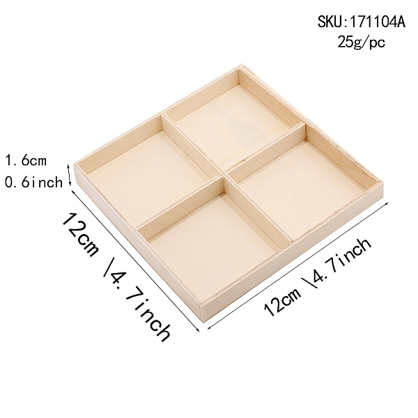 

PandaHall Wooden Storage Boxes, with 4 Components, Square, PapayaWhip, 13x13x1.6cm Wood Square Orange