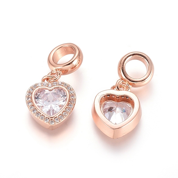 

PandaHall Brass Micro Pave Cubic Zirconia European Dangle Charms, Large Hole Pendants, Heart, Clear, Rose Gold, 22mm, Hole: 5mm Brass+Cubic...