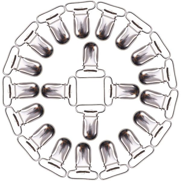 

PandaHall Metal Iron Baby Pacifier Clips, Platinum, 35x15mm Iron