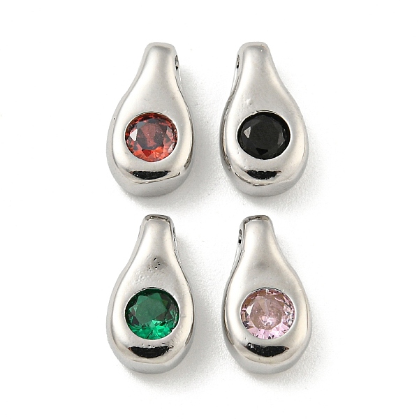 

PandaHall Brass Glass Pendants, Teardrop Charms, Real Platinum Plated, 11x6x3.5mm, Hole: 3.5x1.5mm Brass+Glass Teardrop Multicolor
