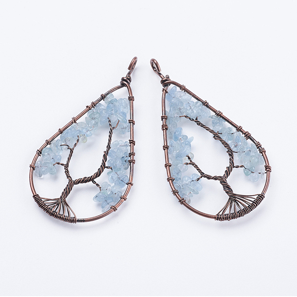 

PandaHall Natural Aquamarine Big Pendants, with Brass Findings, teardrop, Red Copper, 80~82x42~43x6~10mm, Hole: 4~5mm Aquamarine Teardrop..., Green