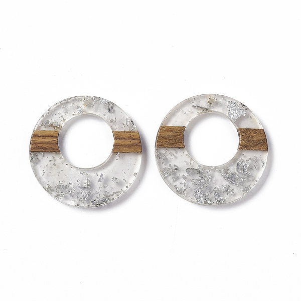 

PandaHall Transparent Resin & Walnut Wood Pendants, Ring Charms with Silver Foil, Clear, 38x3.5mm, Hole: 2mm Resin+Wood Ring Clear