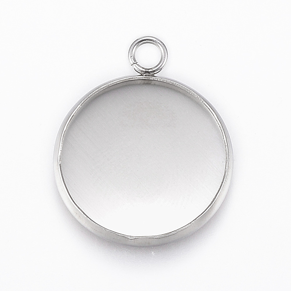 

PandaHall 304 Stainless Steel Pendant Cabochon Settings, Flat Round, Stainless Steel Color, Tray: 16mm, 21.5x18x2mm, Hole: 2.2mm 304...