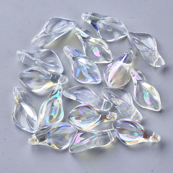

PandaHall Transparent Glass Pendants, AB Color Plated, Petaline, Clear AB, 20x10.5x6mm, Hole: 1.2mm Glass Petaline White
