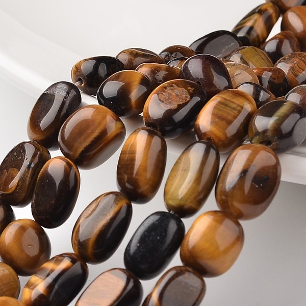 

PandaHall Nuggets Natural Tiger Eye Bead Strands, Tumbled Stone, 13~17x11~15mm, Hole: 1mm, about 27pcs/strand, 16.5 inch Tiger Eye Nuggets