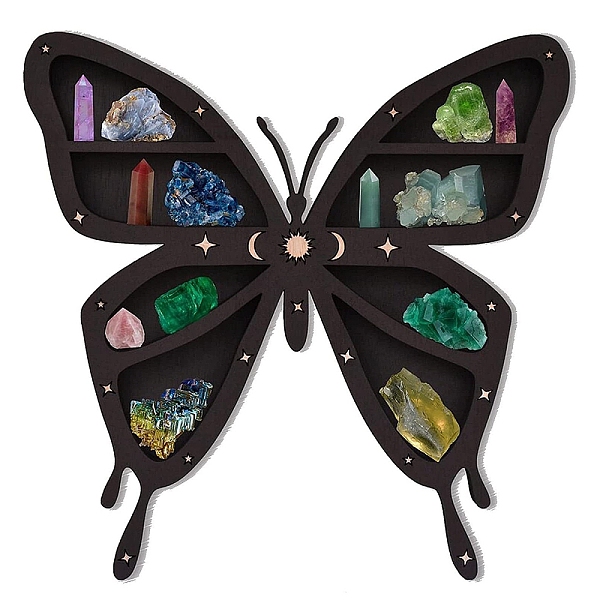 

PandaHall Hanging Wooden Crystal Display Shelf, Crystal Holder Stand, Rustic Divination Pendulum Storage Rack, Witch Stuff, Butterfly...
