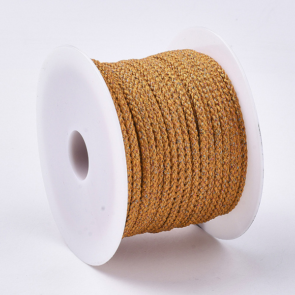 

PandaHall Polyester Braided Cords, with Metallic Cord, Dark Orange, 4x3mm, about 32.8 yards(30m)/roll Polyester+Metallic Cord Orange