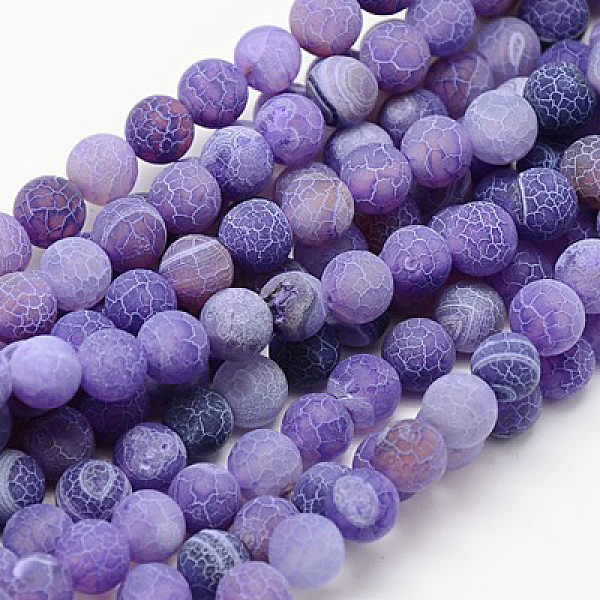 

PandaHall Natural Weathered Agate Beads Strands, Dyed, Frosted, Round, Dark Violet, 6mm, Hole: 1mm, about 64pcs/strand, 14.6 inch Weathered..., Purple