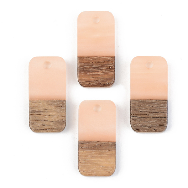 

PandaHall Opaque Resin & Walnut Wood Pendants, Rectangle, Light Salmon, 21.5x10x3mm, Hole: 2mm Resin+Wood Rectangle Red