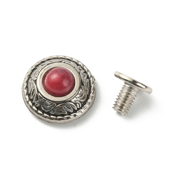 

PandaHall Alloy Buttons, with Synthetic Turquoise and Iron Screws, for Purse, Bags, Leather Crafts Decoration, Flat Round, FireBrick, 20mm..., Red