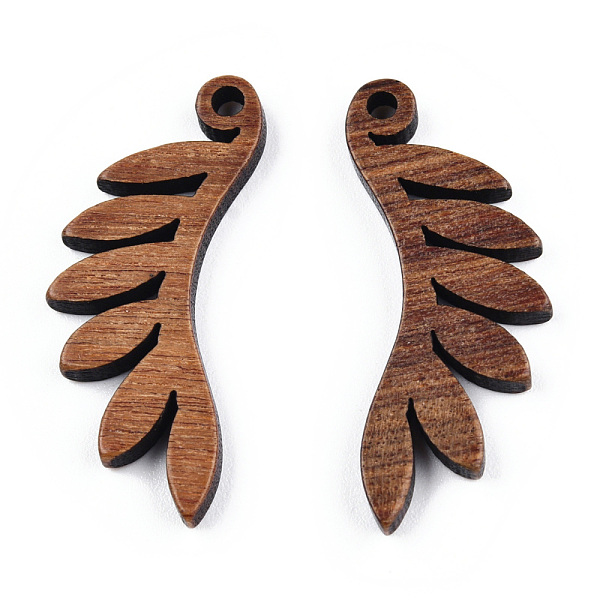 

PandaHall Natural Walnut Wood Pendants, Undyed, Leaf Charm, Camel, 30x12.5x2.5mm, Hole: 1.8mm Wood Leaf Brown