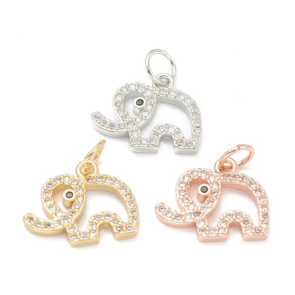 

PandaHall Brass Micro Pave Clear Cubic Zirconia Charms, Long-Lasting Plated, with Jump Ring, Elephant, Mixed Color, 11.5x14.5x2mm, Hole...