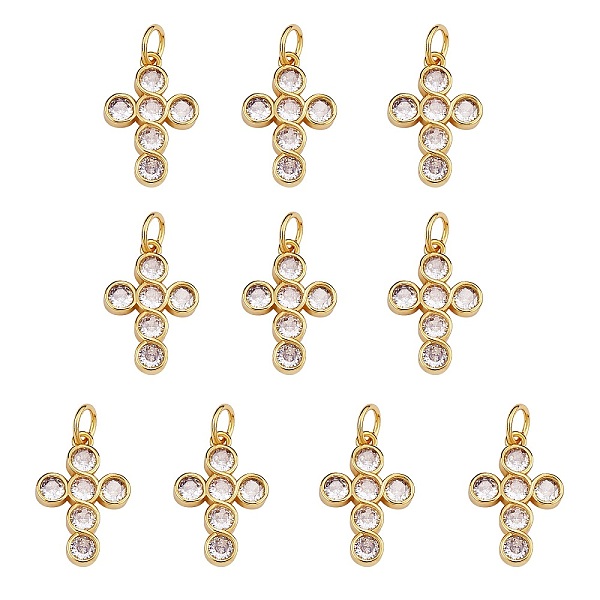 

PandaHall 10Pcs Rack Plating Brass Micro Pave Clear Cubic Zirconia Pendants, with Jump Rings, Long-Lasting Plated, Cadmium Free & Lead Free...