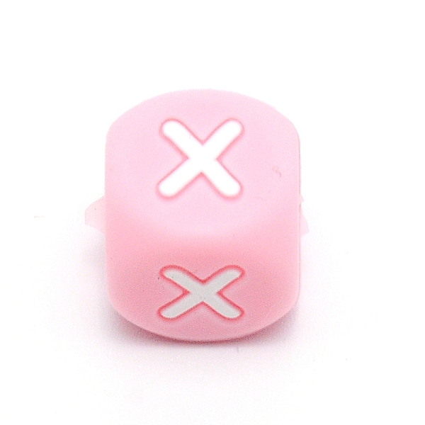 

PandaHall Silicone Alphabet Beads for Bracelet or Necklace Making, Letter Style, Pink Cube, Letter.X, 12x12x12mm, Hole: 3mm Silicone Letter...