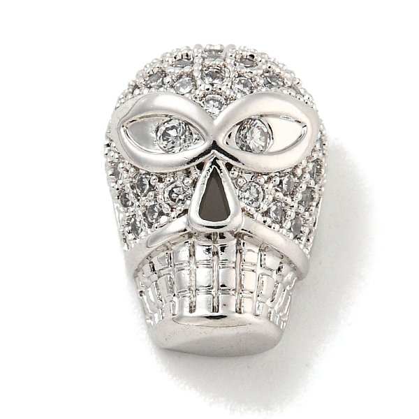 

PandaHall Brass Micro Pave Clear Cubic Zirconia Beads, Skull, Platinum, 12.5x11x8mm, Hole: 1.8mm Brass+Cubic Zirconia Skull Clear