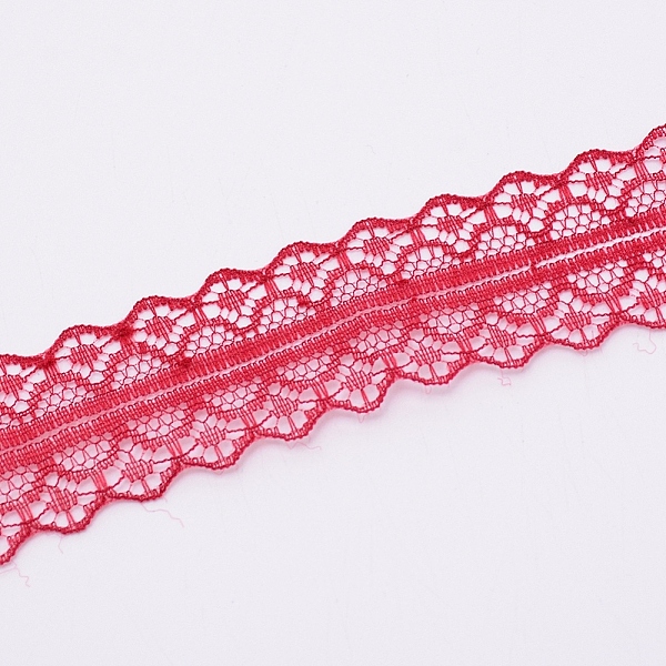 

PandaHall Nonelastic Lace Trim, Polyester Ribbon for Jewelry Making, Cerise, 1-1/8 inch(29mm), 10m/bag Polyester Red