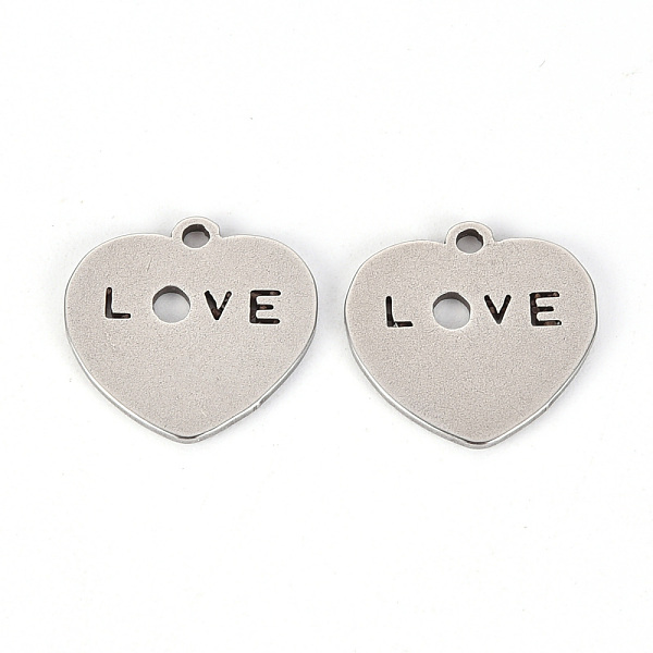 

PandaHall Valentine's Day 201 Stainless Steel Pendants, Laser Cut, Heart with Word Love, Stainless Steel Color, 14x15x1mm, Hole: 1.4mm 201...