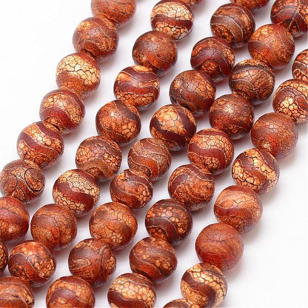 

PandaHall Tibetan Style Wave Pattern dZi Beads, Natural Weathered Agate Bead Strands, Round, Dyed & Heated, Chocolate, 10mm, Hole: 1mm..., Brown