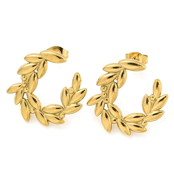

PandaHall Ion Plating(IP) 304 Stainless Steel Ear Studs, Leaf, Real 18K Gold Plated, 20x21mm 304 Stainless Steel Ring