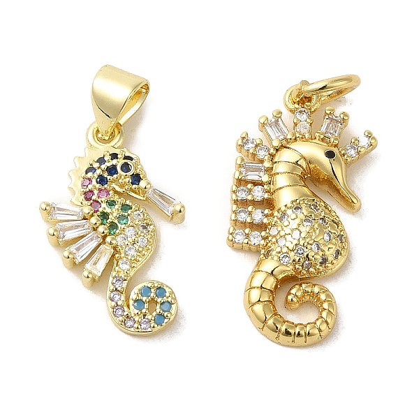 

PandaHall Brass Micro Pave Cubic Zirconia Pendants, Real 18K Gold Plated, Sea Horse, Mixed Color, 20x12x3mm, Hole: 5x3.5mm Brass+Cubic..., Multicolor