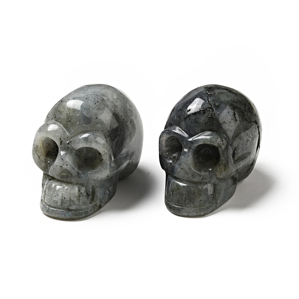 

PandaHall Halloween Natural Labradorite Display Decorations, Home Decorations, Skull, 35~37x30~31x48~50.5mm Labradorite Skull