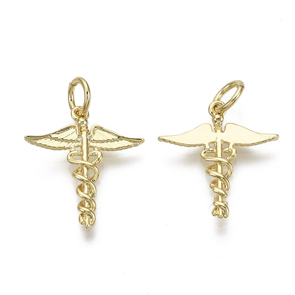

PandaHall Brass Pendants, with Jump Ring, Nickel Free, Wand with Wing, Real 18K Gold Plated, 17.5x15.5x2mm, Hole: 3mm Brass Wing