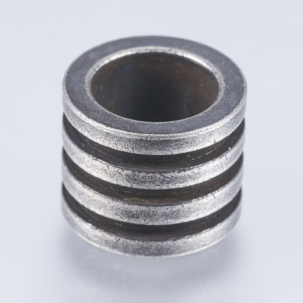 

PandaHall 304 Stainless Steel Beads, Large Hole Beads, Column with Groove, Gunmetal, 10x10x8mm, Hole: 6.5mm 304 Stainless Steel Column
