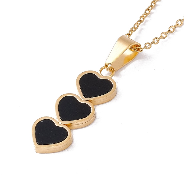 

PandaHall Black Acrylic Heart Stud Earrings & Pendant Necklace, Vacuum Plating 304 Stainless Steel Jewelry Set for Women, Golden, 17.72 inch...