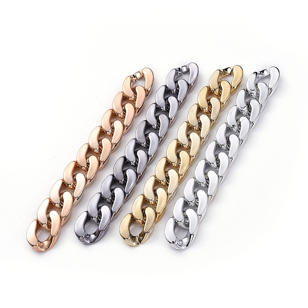 

PandaHall Handmade Plastic Curb Chains, with CCB Plastic Linking Ring, Mixed Color, Link: 30x21x6mm, about 39.37 inch(1m)/strand Plastic