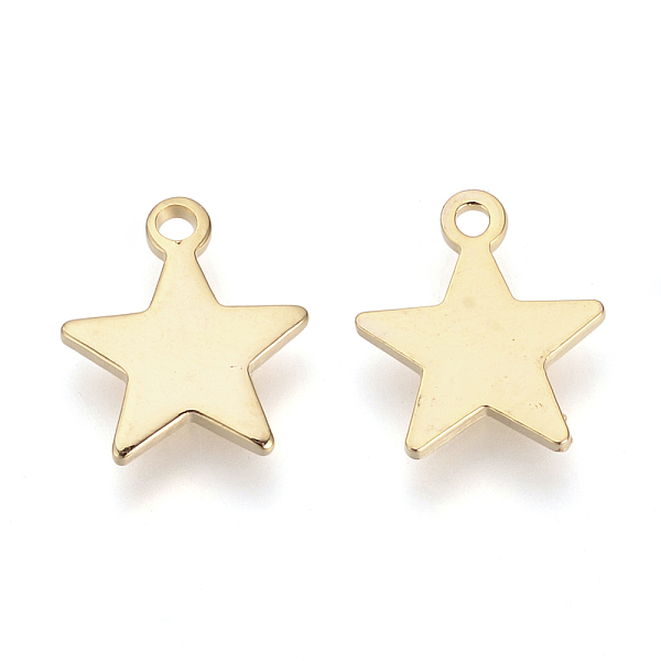

PandaHall Brass Charms, Star, Golden, 11.5x10x1mm, Hole: 1mm Brass Star