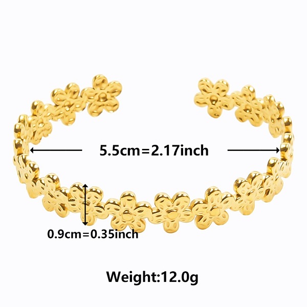 

PandaHall Vintage Flower 304 Stainless Steel Cuff Bangles for Women Stainless Steel