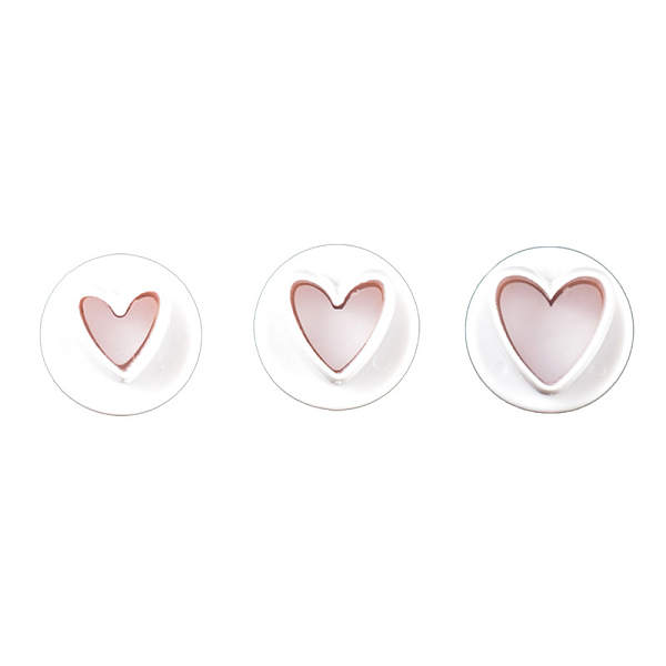 

PandaHall Plastic Cookie Fondant Stamper Set, Biscuit Cookie Stamp Impress, Round with Heart Pattern, White, 42~53mm, 3pcs/set Plastic Heart...