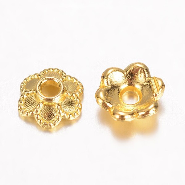 

PandaHall Alloy Bead Caps, 6-Petal Flower, Golden, 6x2mm, Hole: 1mm Alloy