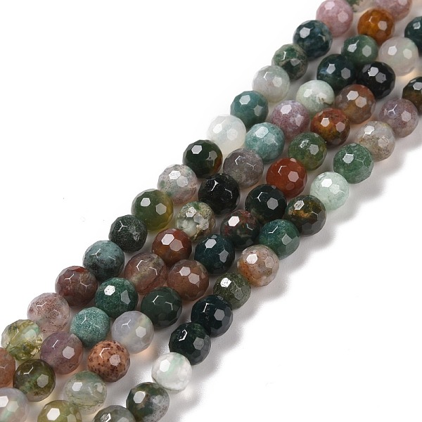 

PandaHall Natural Indian Agate Beads Strands, Faceted(128 Facets), Round, 6mm, Hole: 1mm, about 64pcs/strand, 14.96''(38cm) Indian Agate...