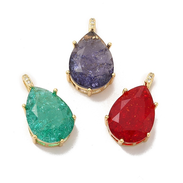 

PandaHall Rack Plating Brass Micro Pave Cubic Zirconia Pendants, with Glass, Long-Lasting Plated, Cadmium Free & Lead Free, Real 18K Gold..., Multicolor