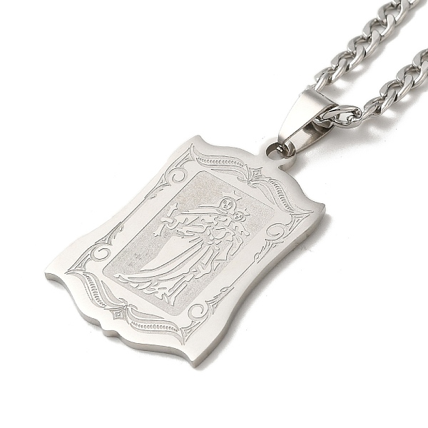 

PandaHall Rectangle with Virgin Mary Pendant Necklaces, 304 Stainless Steel Curb Chain Necklaces, Stainless Steel Color, 23.23 inch(59cm)...