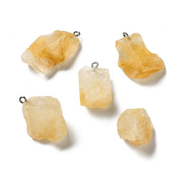 

PandaHall Raw Rough Natural Citrine Pendants, Nuggets Charms, with Platinum Plated Iron Loops, 21~34.5x15~25.5x10~17mm, Hole: 2mm Citrine...