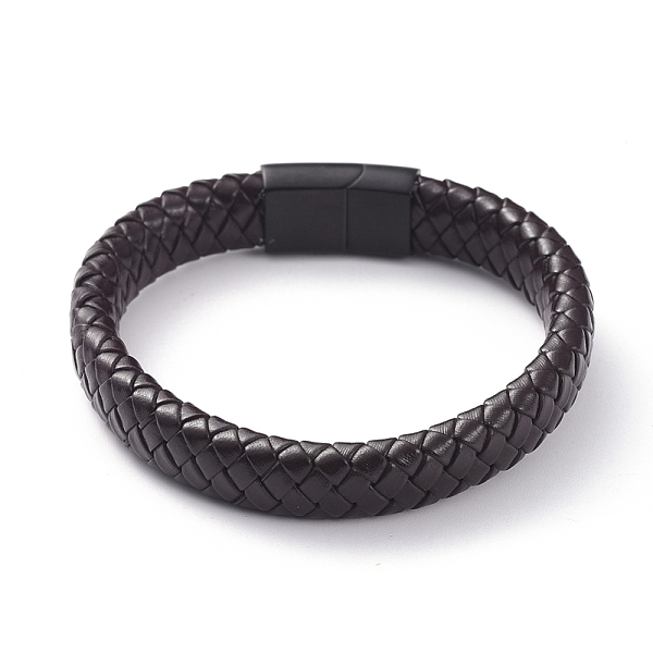 

PandaHall Unisex Leather Cord Weave Bracelets, with Gunmetal Plated 304 Stainless Steel Magnetic Clasps, Coconut Brown, 8-1/4 inch(21cm)...