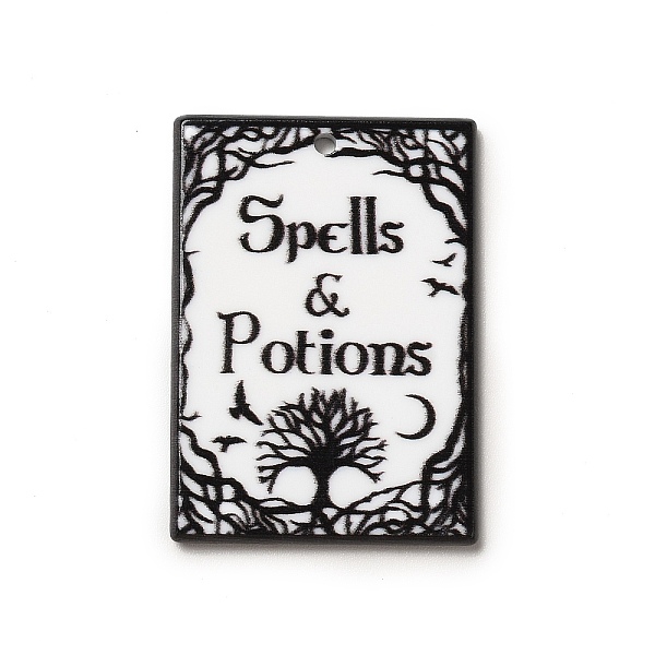 

PandaHall Printed Acrylic Pendants, Word Spells and Potions , Tree Pattern, 36.5x26x2mm, Hole: 1.8mm Acrylic Tree Black