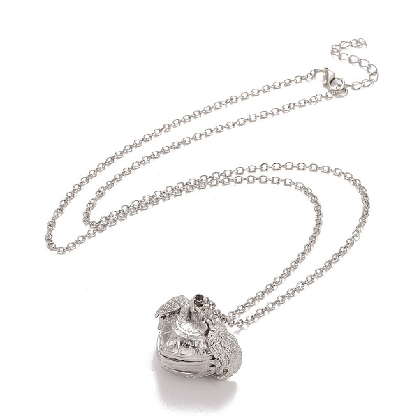 

PandaHall Alloy Multi Picture Photo Heart Locket Pendant Necklace for Women, Platinum, 25.95 inch(66cm), Tray: 18x19mm Alloy