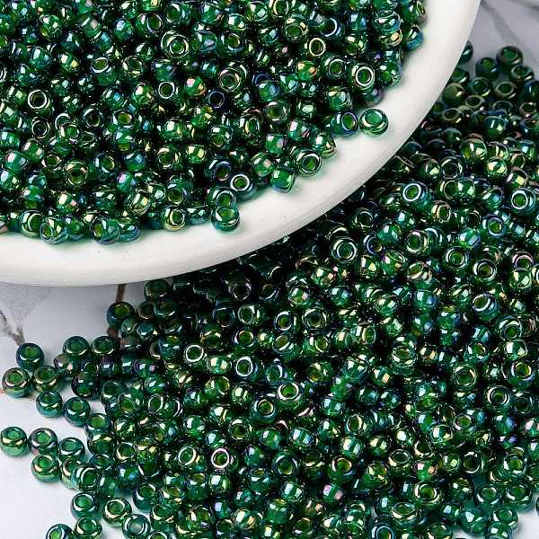 

PandaHall MIYUKI Round Rocailles Beads, Japanese Seed Beads, (RR354) Chartreuse Lined Green AB, 8/0, 3mm, Hole: 1mm, about 2111~2277pcs/50g...